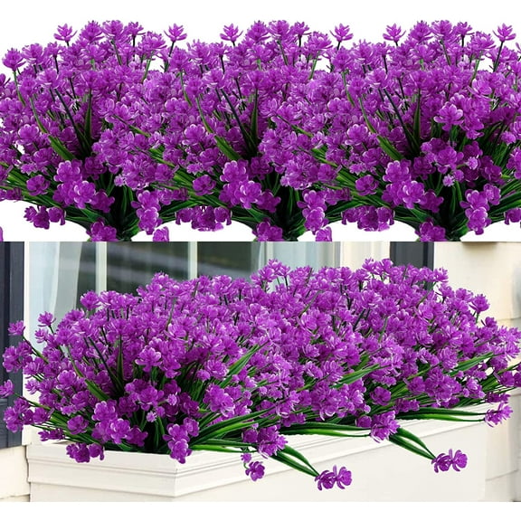 24 Bundles Artificial Flowers Lotus Outdoor Fake Flowers for Decoration UV Resistant No Fade Faux Plastic Plants Garden Porch Window Box Décor (Orchid)