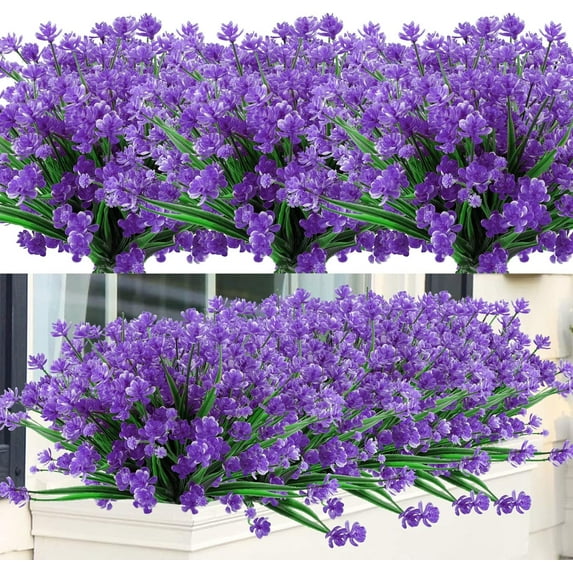 24 Bundles Artificial Flowers Lotus Outdoor Fake Flowers for Decoration UV Resistant No Fade Faux Plastic Plants Garden Porch Window Box Décor (Orchid)