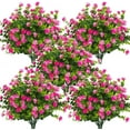 thumbnail image 1 of 24 Bundles Artificial Flowers Outdoor Fake Flowers, UV Resistant No Fade Faux Plastic Greenery Shrubs Plants for Hanging Garden Porch Window Box Home Decor (Pink-Eucalyptus), 1 of 14