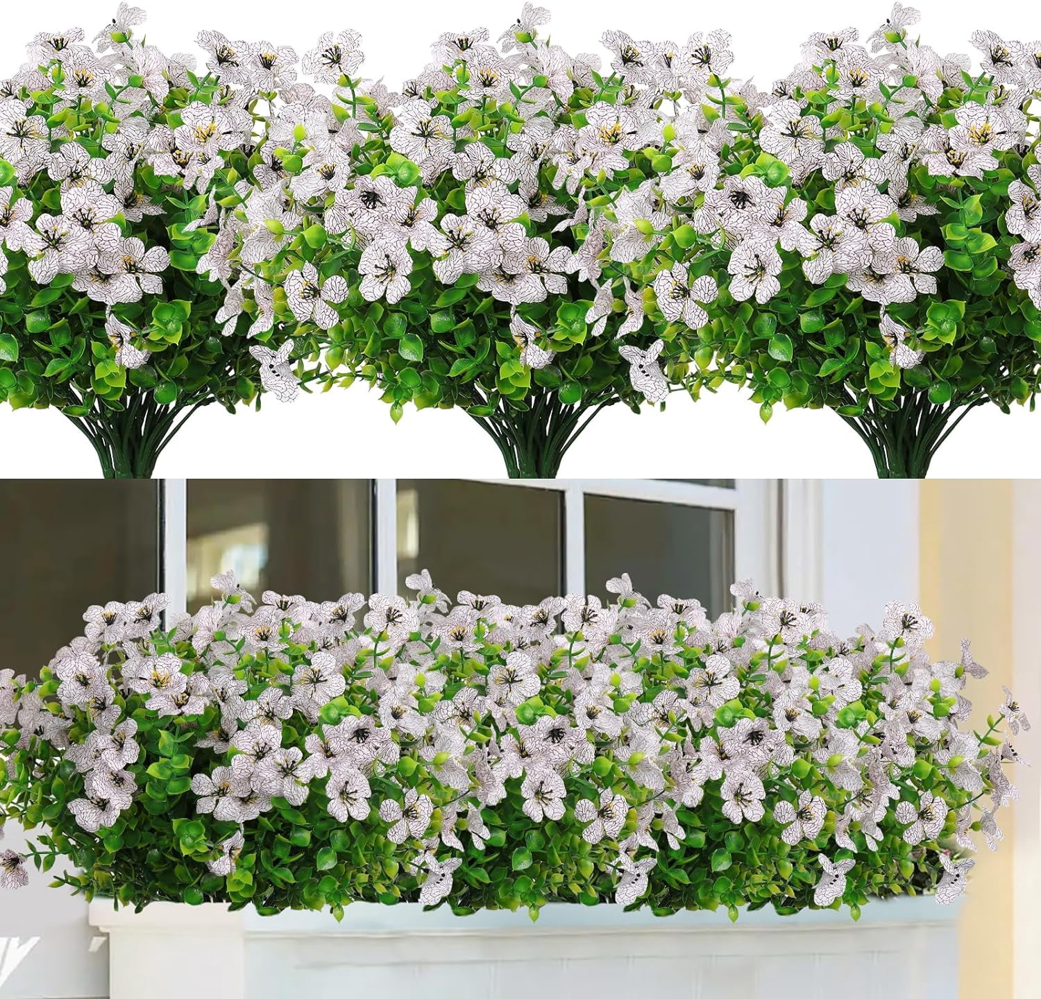 24 Bundles Artificial Flowers Outdoor UV Resistant Fake Silk Flowers ...