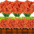 thumbnail image 1 of 24 Bundles Artificial Flowers for Outdoors, Fake Silk Violet Flowers Faux Plants UV Resistant for Hanging Planters Window Box Front Porch Indoor Outside Decorations (Orange), 1 of 6