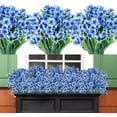 thumbnail image 1 of 24 Bundles Artificial Flowers for Spring Decoration, Outdoor UV Resistant Fake Silk Flowers No Fade Faux Plastic Plants for Indoor Outside Window Box Porch Hanging Basket Decor (Blue-violet), 1 of 8