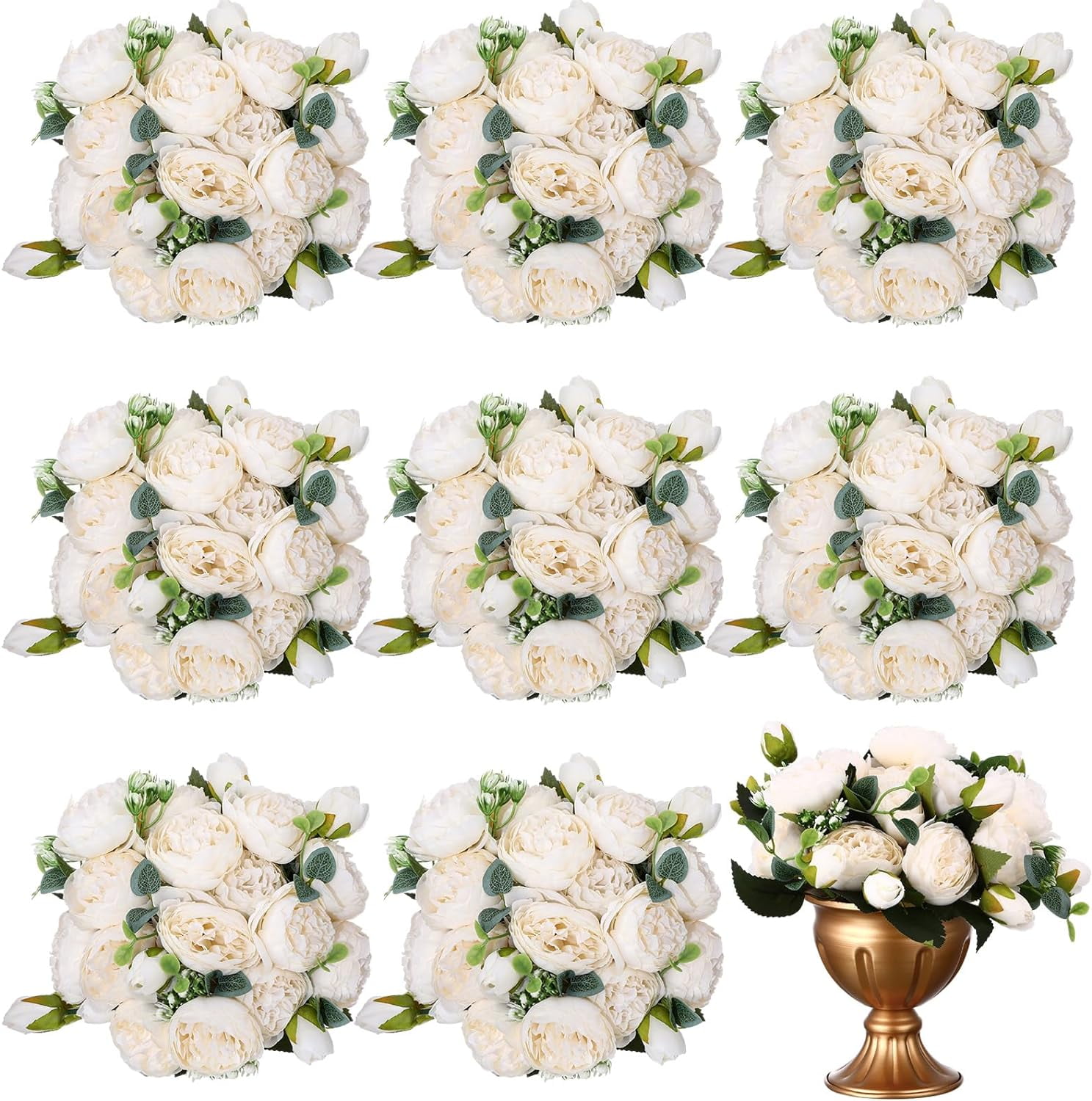 24 Bundles Artificial Peonies Flowers Wedding Faux Flowers Silk Peony Bouquet Bulk Bride Fake Florals Arrangements for Table Centerpieces Wedding ​Party Vase Decor (Light Pink)