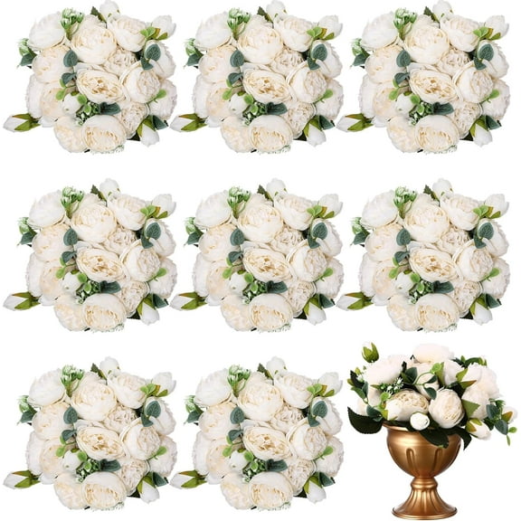24 Bundles Artificial Peonies Flowers Wedding Faux Flowers Silk Peony Bouquet Bulk Bride Fake Florals Arrangements for Table Centerpieces Wedding Party Vase Decor (Light Pink)