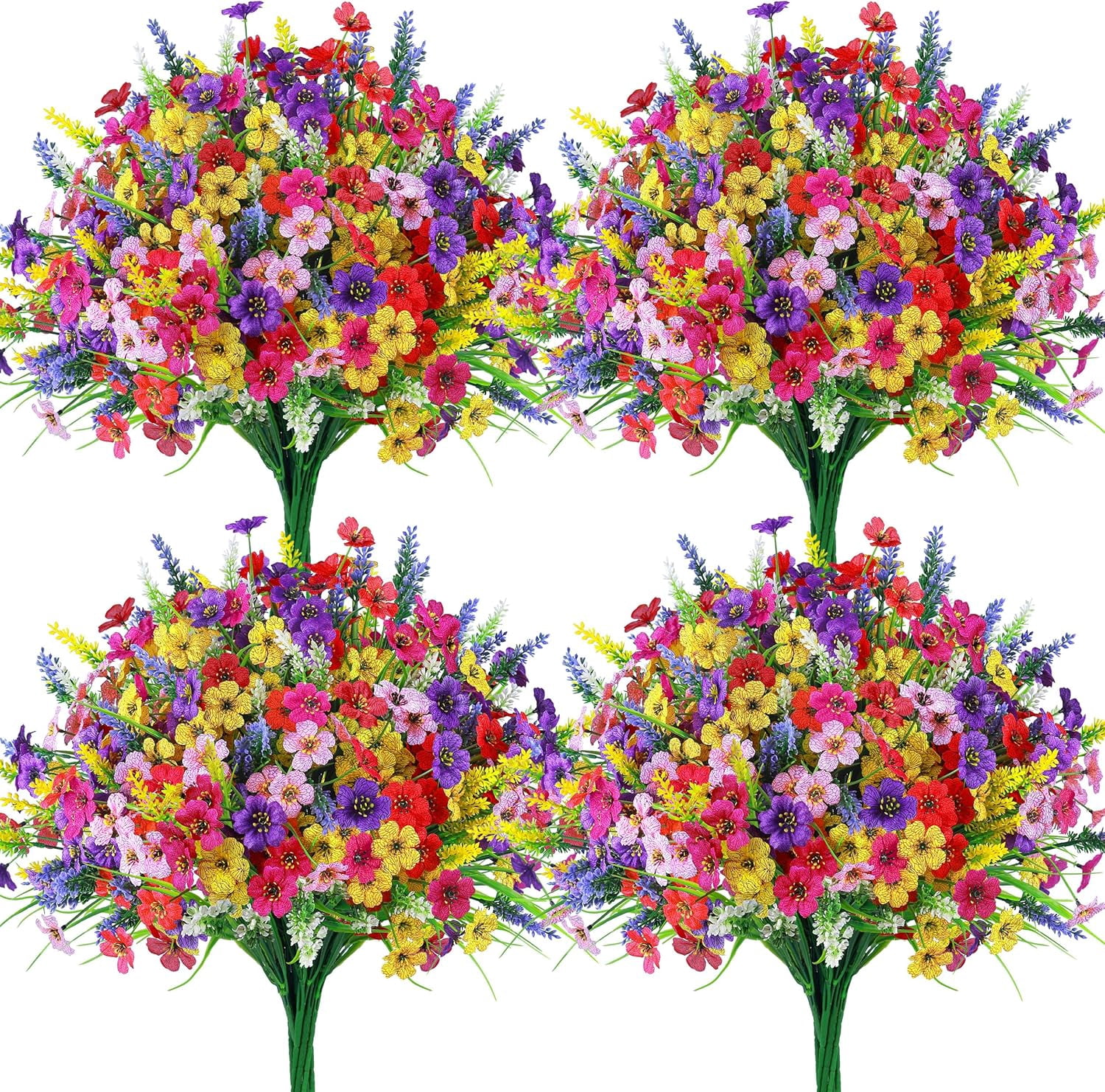 24 Bundles Fall Mums Artificial Flowers, UV Resistant Fake Plants for ...