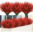 thumbnail image 1 of 24 Bundles Lavender Artificial Flowers UV Resistant Plastic Plants Faux Fake Flowers for Outdoor Decoration Garden Porch Window Box Décor (Orange Red), 1 of 7