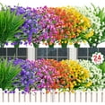 thumbnail image 1 of 24 Bundles for Outdoors UV Resistant Fake Plastic Plants Faux Boston Fern Greenery Stems for Spring Summer Indoor Garden Patio Window Box Kitchen Home Decor, Mixedcolor, 1 of 5