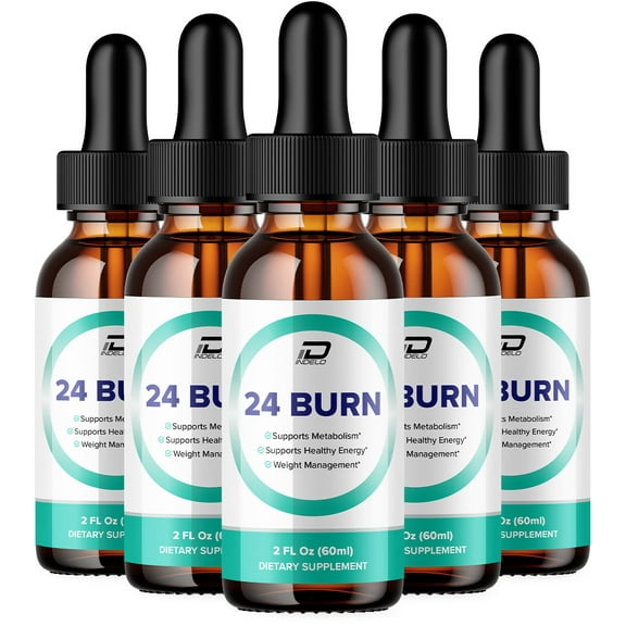 24 Burn Metabolism Drops Liquid Supplement - 24Burn Drops Reviews, 5, Pack, 5 Month Supply