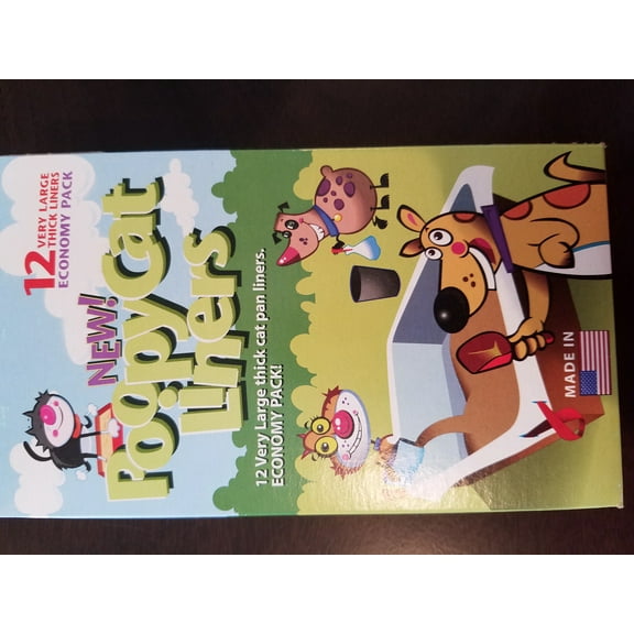 24 CT CASE OF Poopy Cat Liners, 12 ct, Large with Drawstring