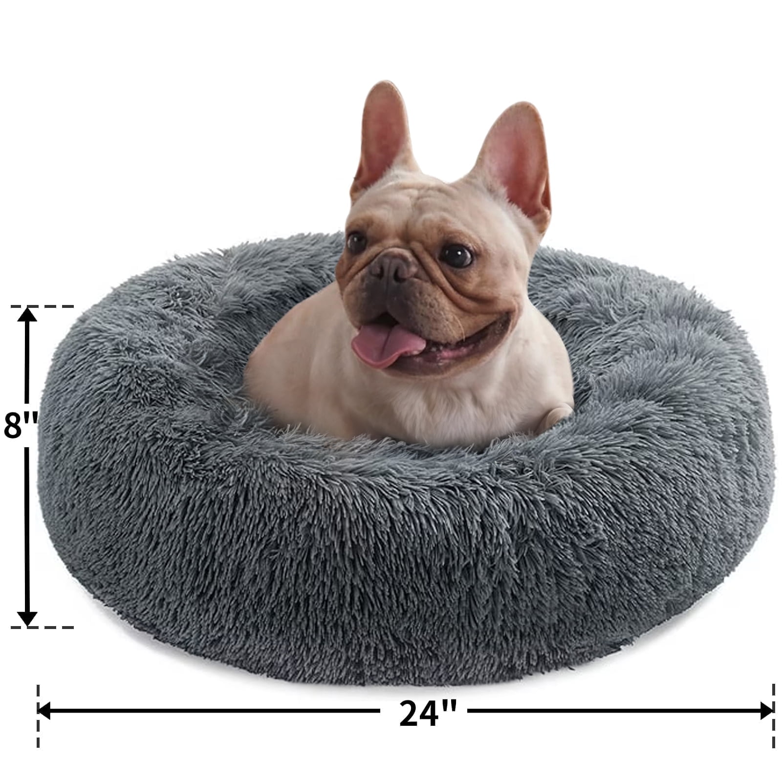 Walmart Black Friday Deals 2025 Qunler Calming 24-Inch Donut Dog Bed for Small Medium Dogs & Cats Cozy Soft Plush Faux Fur