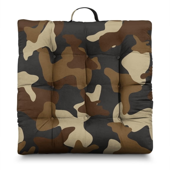24" Camo Meditation Cushion for Adults - Thick & Supportive Square Floor Pillow with Military Camouflage Design, Tactical Army Style, 9-Point Stitching for Yoga & Outdoor Use