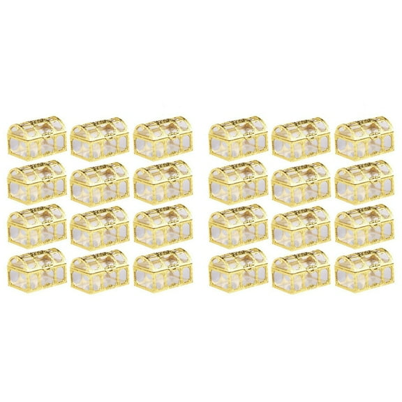 24 Candy Box Treasure Chest Shape Sugar Containers Holder Gift Storage Case Party Supplies for Wedding (Golden)