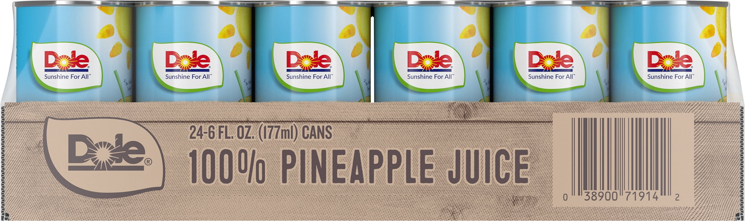 (24 Cans) Dole All Natural 100 Pineapple Juice, 6 fl oz Can