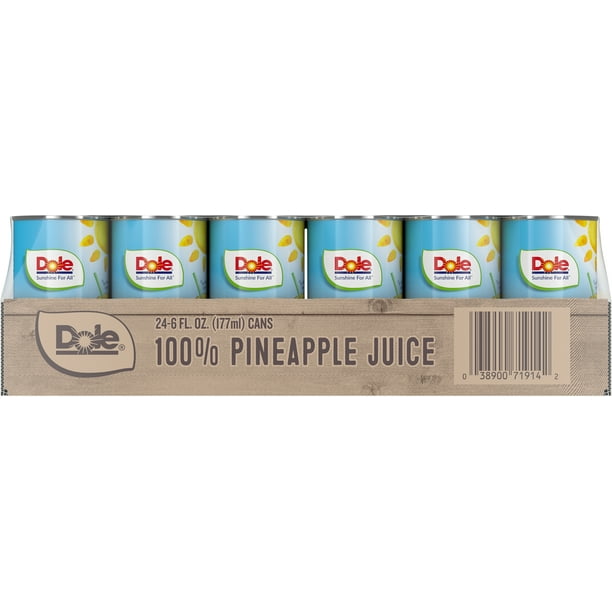 (24 Cans) Dole All Natural 100 Pineapple Juice, 6 fl oz Can