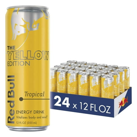 (24 Cans) Red Bull Energy Drink, Tropical, 12 Fl Oz, Yellow Edition