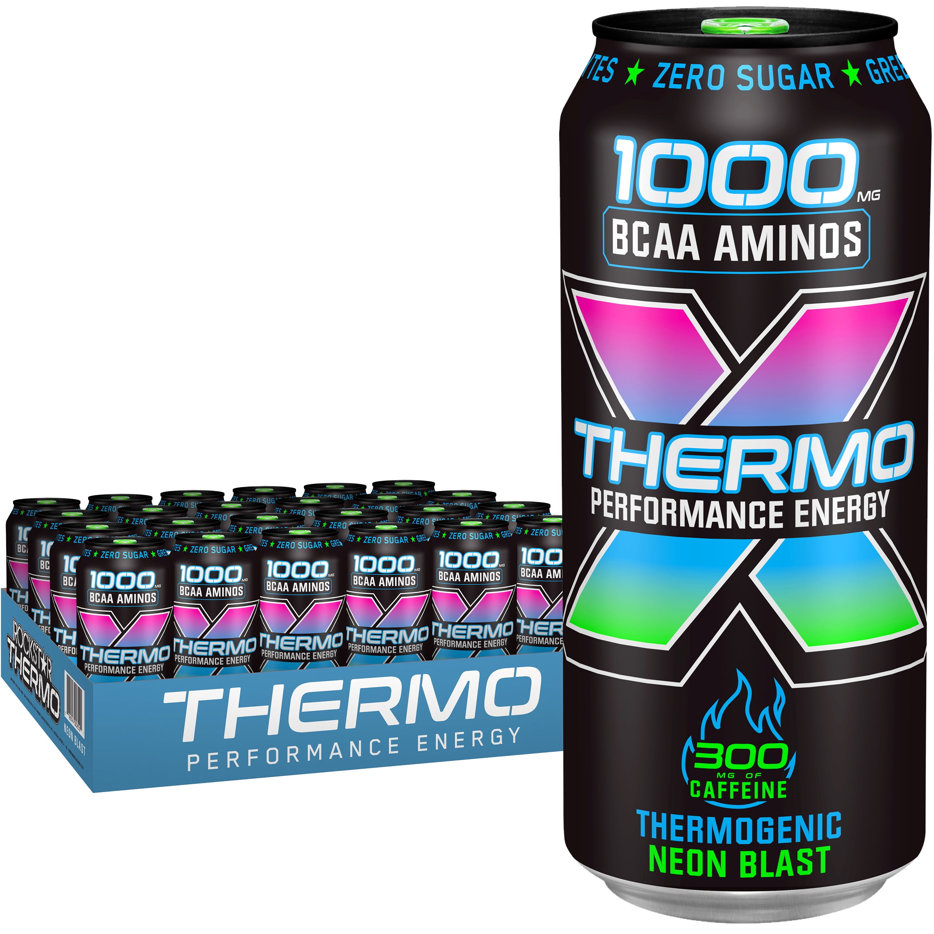 (24 Cans) Rockstar Thermo Neon Blast Energy Drink, 16 fl oz