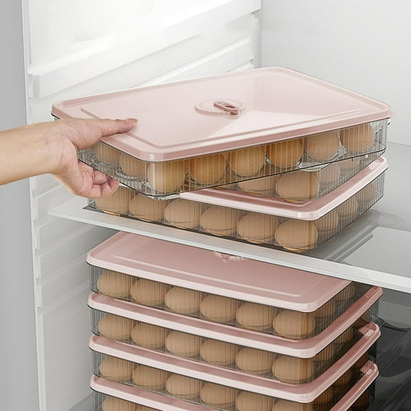 24 Capacity Eggs Holders for Refrigerator Organizer, Clear Eggs Storage Container with Lid, Plastic Material 30x23x5.5cm, Stackable Design Keeps Eggs Safe Crack Proof, Easy Clean Pantry Essential