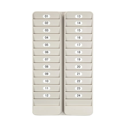 Pyramid Time Systems 500-24 Badge Rack, 24 Capacity Plastic Card and Badge Holder, Numbered Slot Labels, Wall Mount, Putty