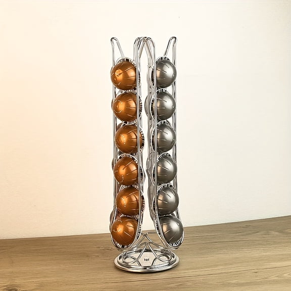 24 Capsules Rotating Coffee Storage] 360-degree Rotating Coffee Capsule Storage Rack that Can Hold 24 Capsules