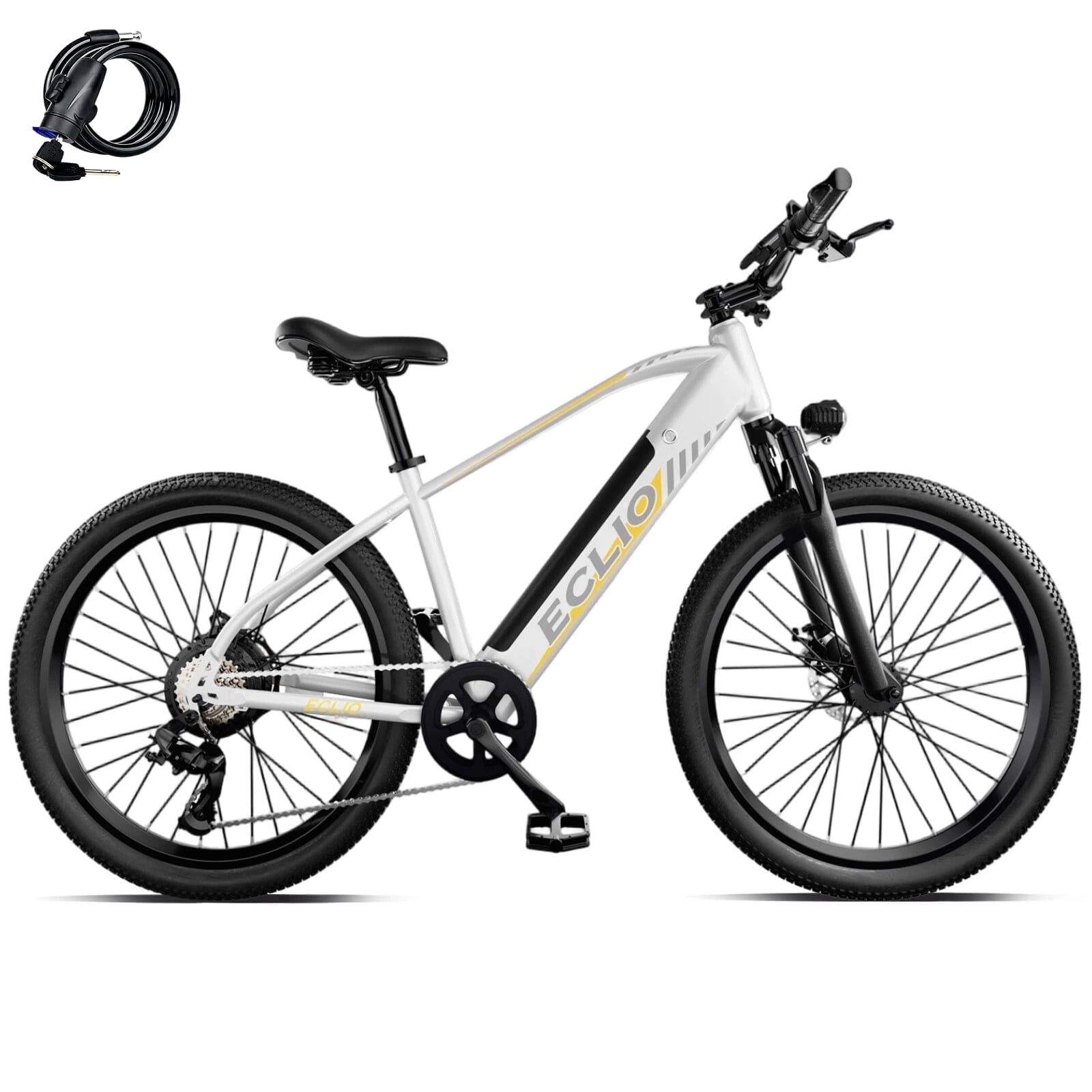 26 inch Adult Electric Bike, 750W Peak Commuter Ebike, Electric Mountain Bike 50 Mile Range, 20 mph, 7-Speed,UL2849 - White