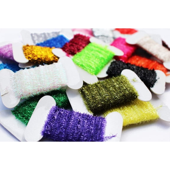 24 Cards 10m/Card Fly Fishing Tinsel Chenille Crystal Flash Line Nymph Streamers Lure Making Fly Tying Materials