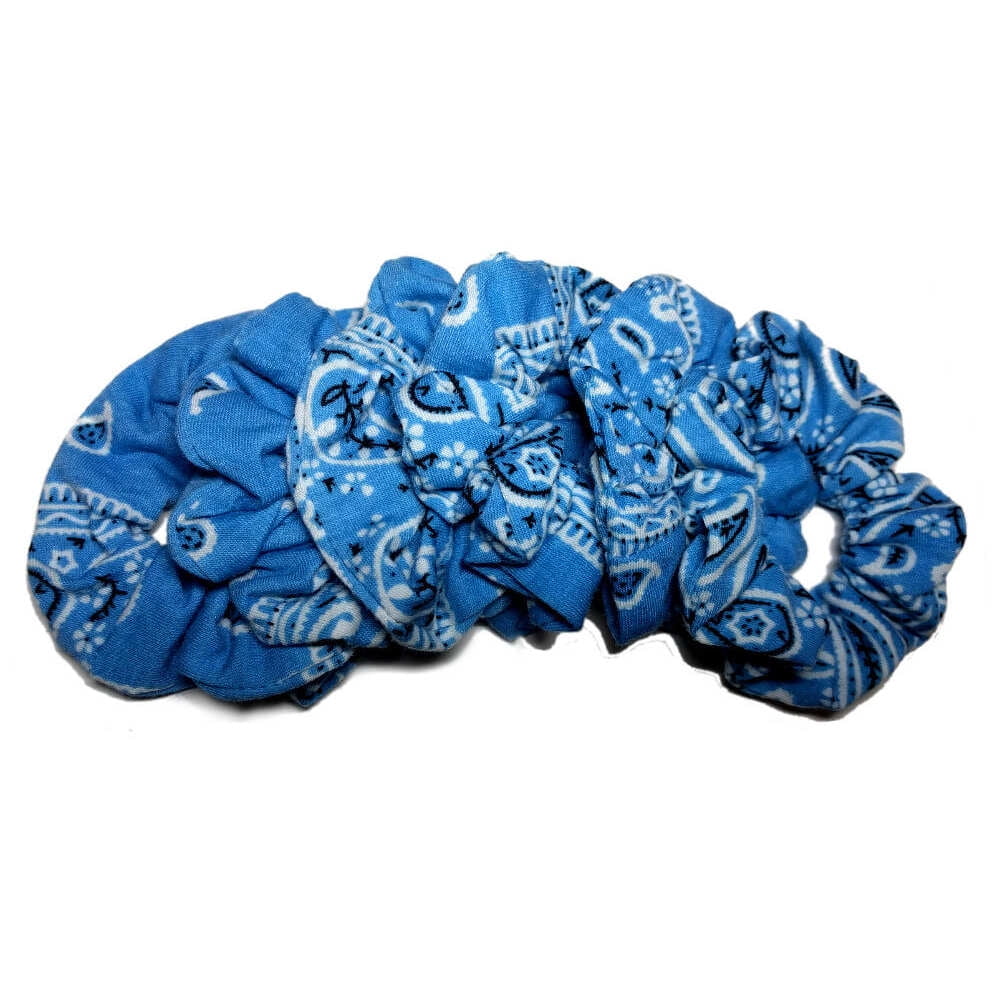 24 Carolina Blue Bandana Scrunchies, Light Blue