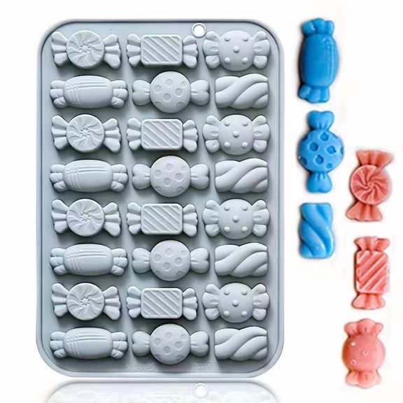 24-Cavity Silicone Christmas Candy Mold - Non-Stick, Durable Silicone Mold for Jellies, Hard Candies, Desserts, and Chocolates