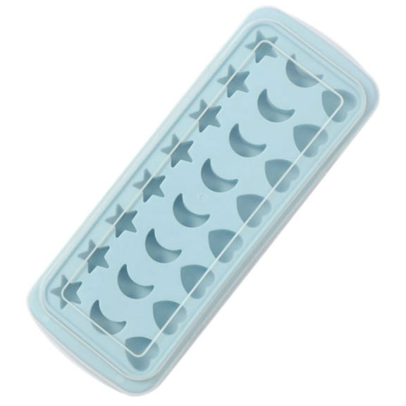 24-Cavity Star Moon Heart Shape Ice Mold Food Silica Gel Ice Cube Box (Sky-blue)