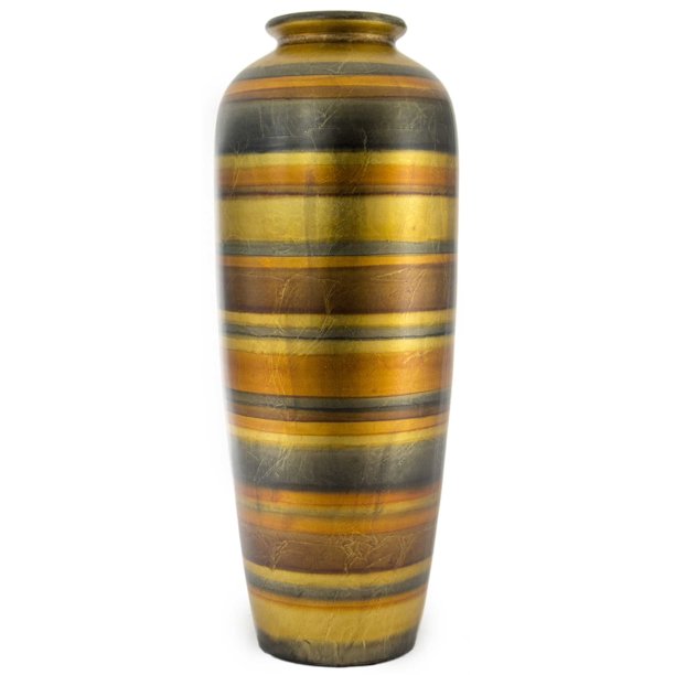 24" Ceramic Water Jug Floor Vase Ceramic, Satin In Gold. Copper