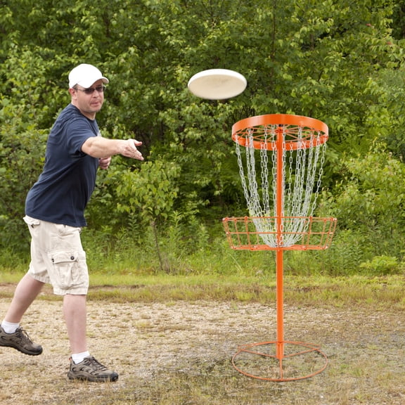24 Chain Portable Round Disc Golf Target Disc Golf Training Basket Orange