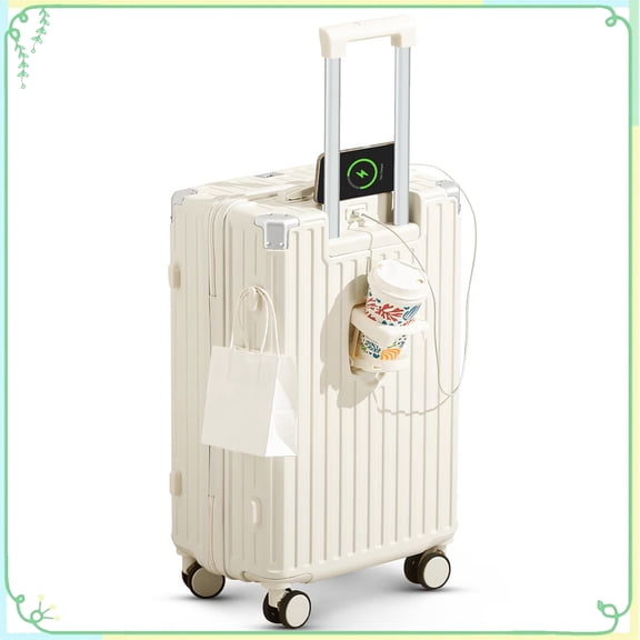 24" Checked Hard Shell Suitcase, Scratch Resistant with TSA Lock | Polycarbonate, TSA Lock, Double Spinner Wheels, Lightweight for Travel & Vacation