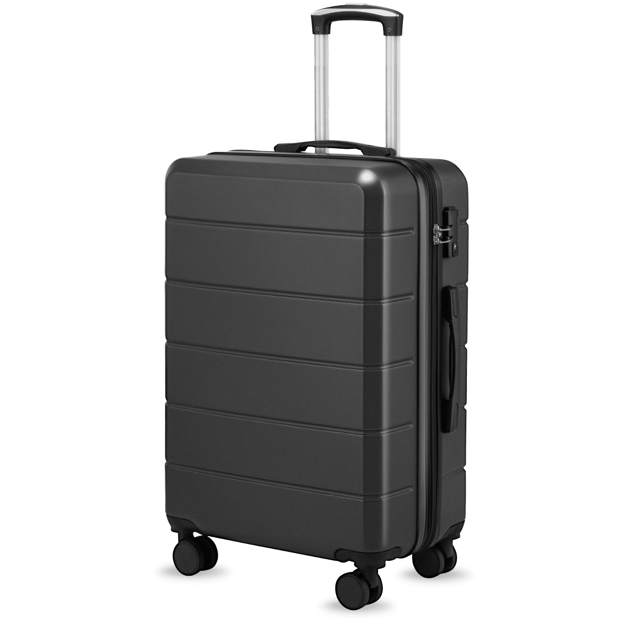 24" Checked Medium Expandable Hardside Luggage,Spinner Suitcase with TSA Lock,Blue - EX-Lite