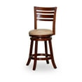 24" Cherry Slat Back Swivel Stool with Bone Leather Seat, Counter