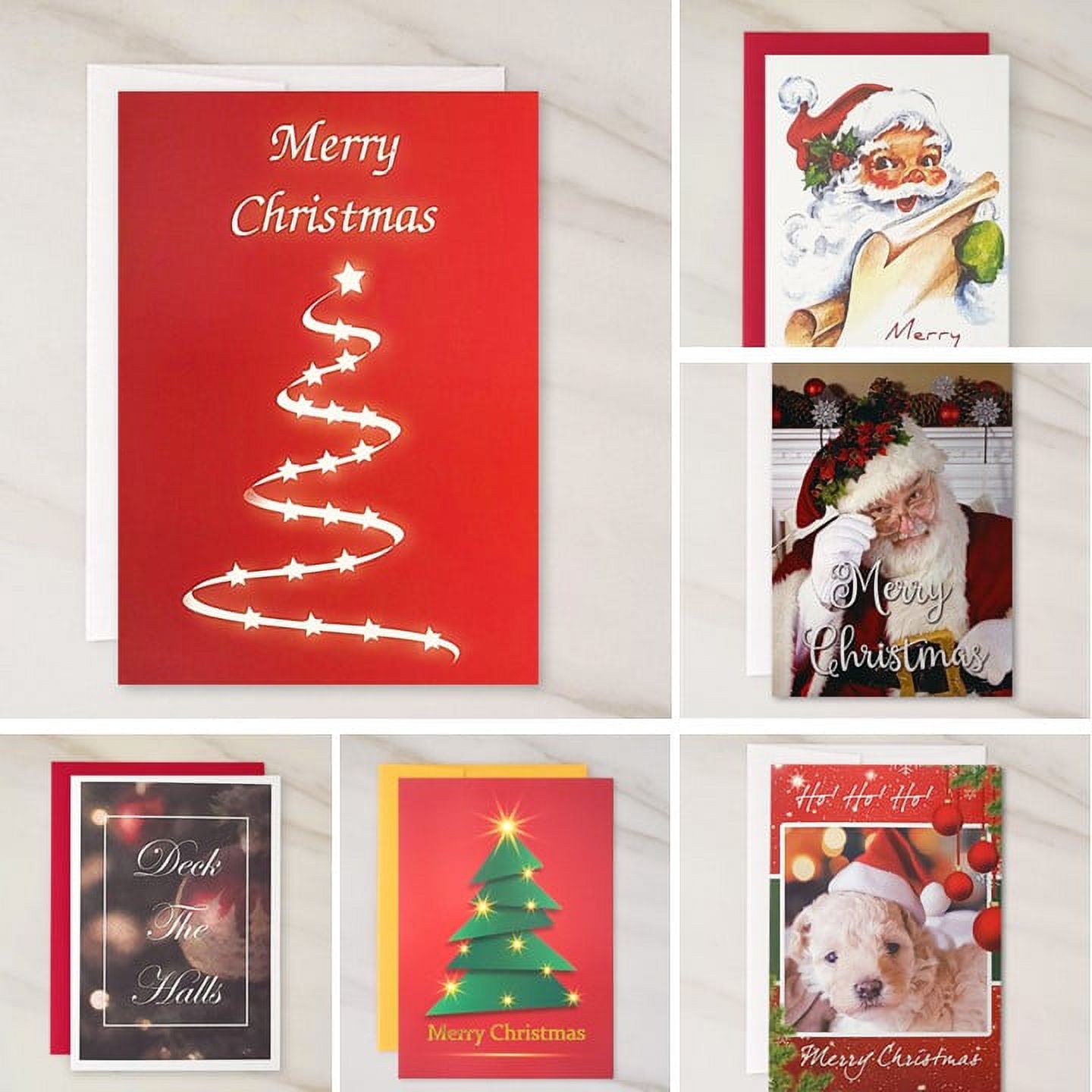 24 Christmas Greeting Cards Assortment Pack (5X7 inches