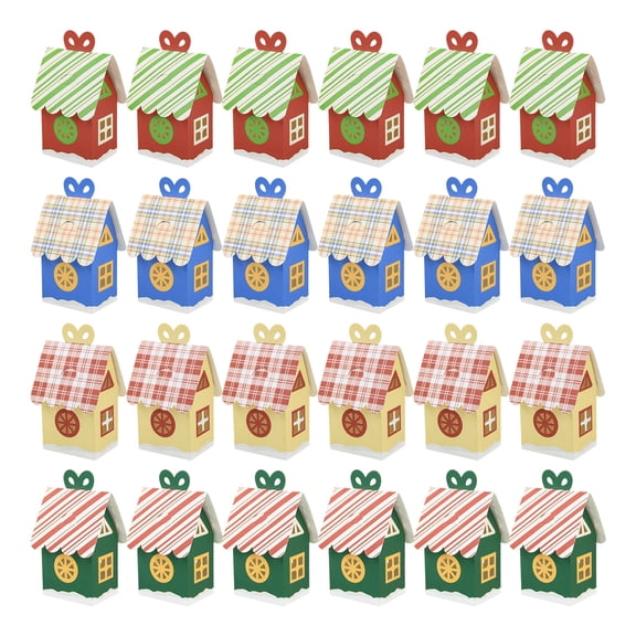 24 Christmas Themed Foldable Paper Gift Boxes Party Gift Containers For Candy And Small Decoration