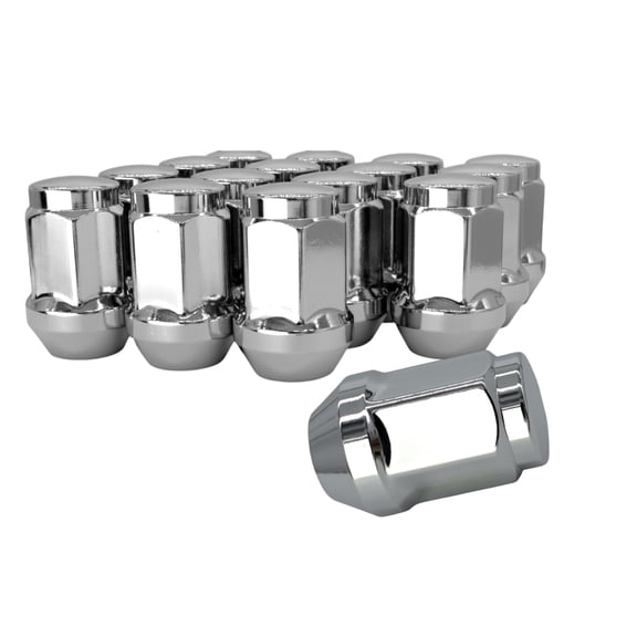 24 Chrome 12X1.25 Closed End Bulge Acorn Wheel Lug Nuts - 3/4, 19mm Hex - 1.38 Inch Tall - Fits Many Infiniti, Nissan, Subaru, Suzuki