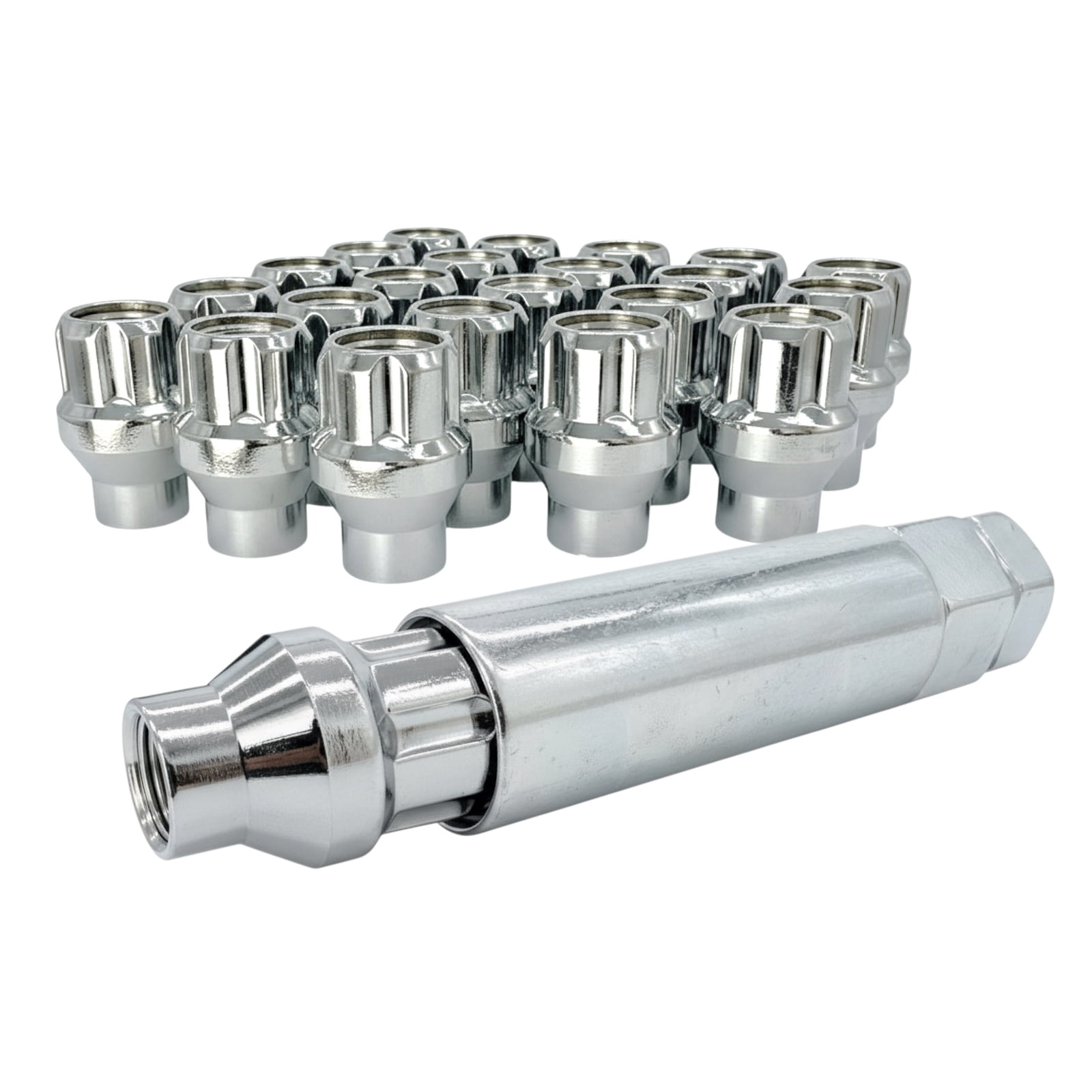24 Chrome 12x1.75 Extra Thread Open End Wheel Lock Nuts with 6 Spline ...
