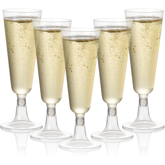 24 Clear Champagne Flutes Plastic Flutes Bulk Pack 5 oz - Plastic Champagne Glasses, Copas De Plastico Para Brindis, Mimosa Glasses for , Toasting Glasses for Wedding