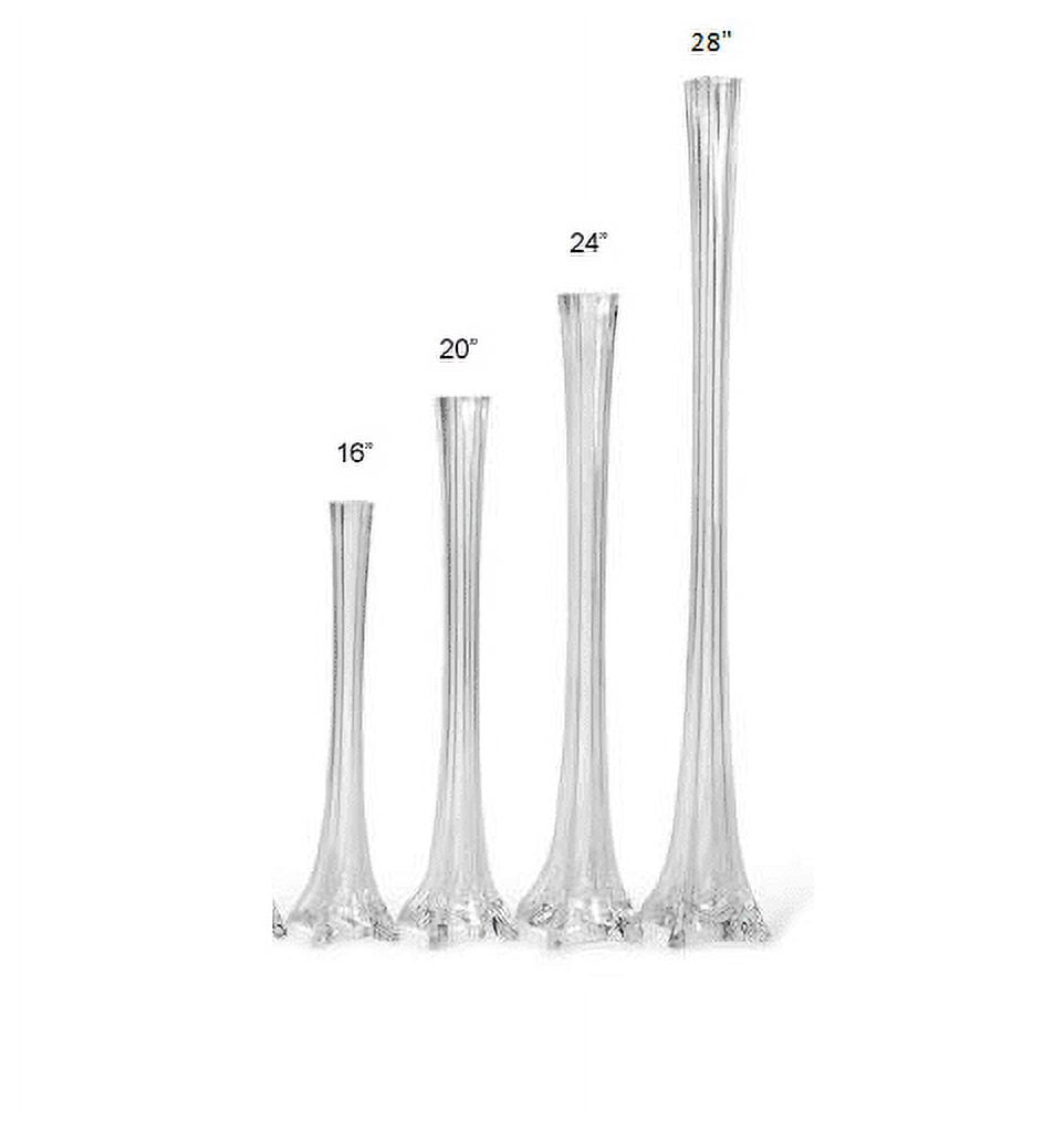 24" Clear Glass Eiffel Tower Vases (Set of 12)