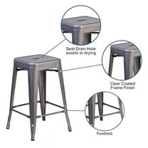 24" Clear No Back Metal Stool