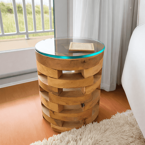TesNus 24" Round Glass Table Top, Clear 1/4" Thick Tempered Glass with Pencil Polished Edge