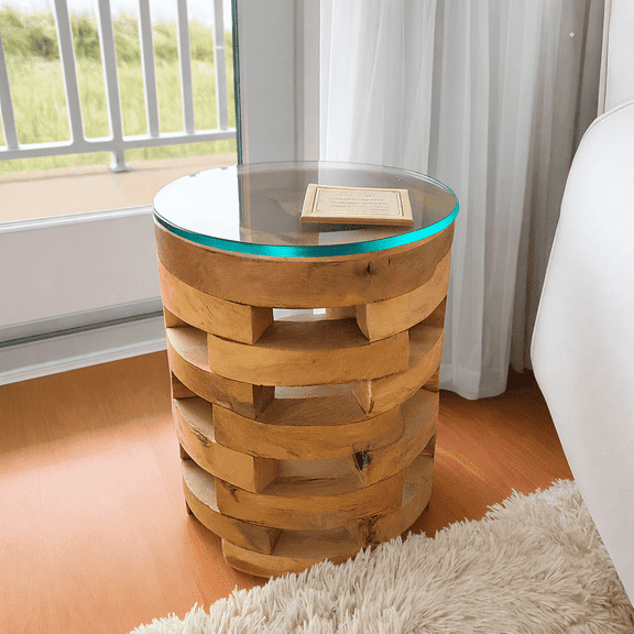 TesNus 24" Round Glass Table Top, Clear 1/4" Thick Tempered Glass with Pencil Polished Edge