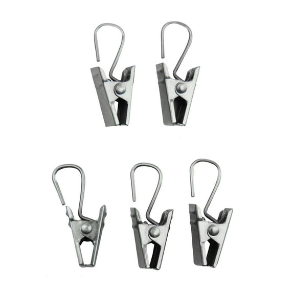 24 Clips with Hooks - Satin Nickel