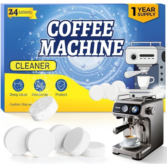 24 Coffee Maker Cleaner Descaler Tablets for Coffee Pot & Coffe Machine | Compatible With Keurig, N, Ninja, Philips, Miele, Breville, DeLonghi, & Drip Machines
