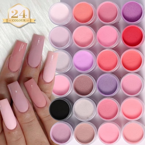 24-Color Crystal Nail Art Powder Set for Stunning Nail Decorations
