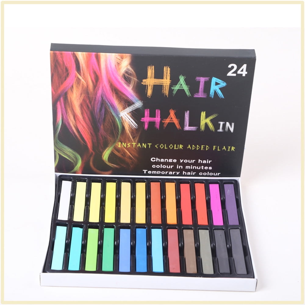 24 Color Hair Chalk Temporary Coloring DIY Non Toxic Pastel Salon Kit