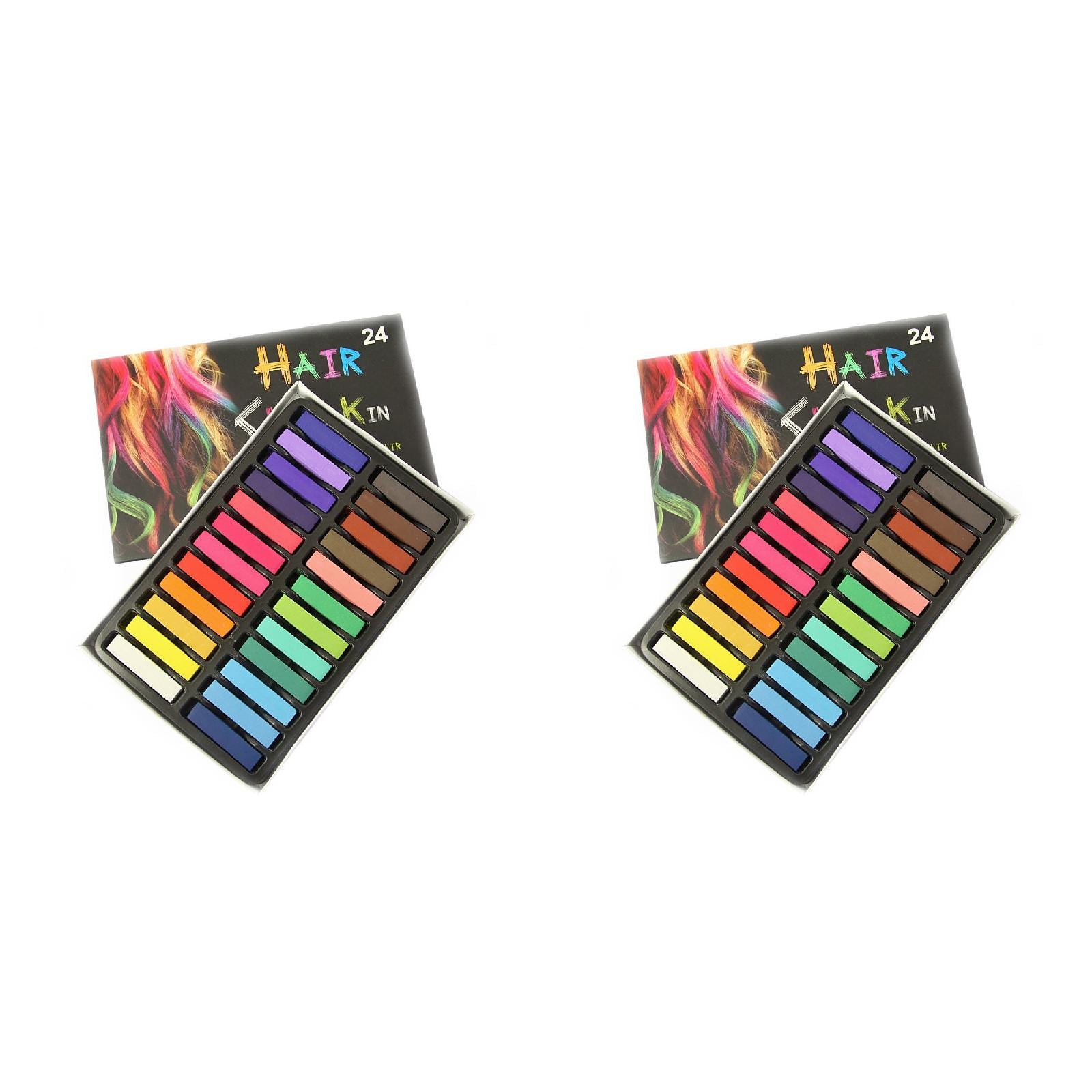 24 Color Hair Chalk Temporary Coloring DIY Pastel Salon Kit Instant