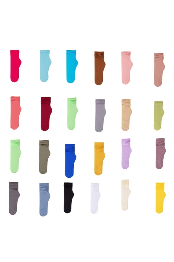 24 Color Ice Socks Women Summer Thin Cool Feel Mid Tube Velvet Breathable