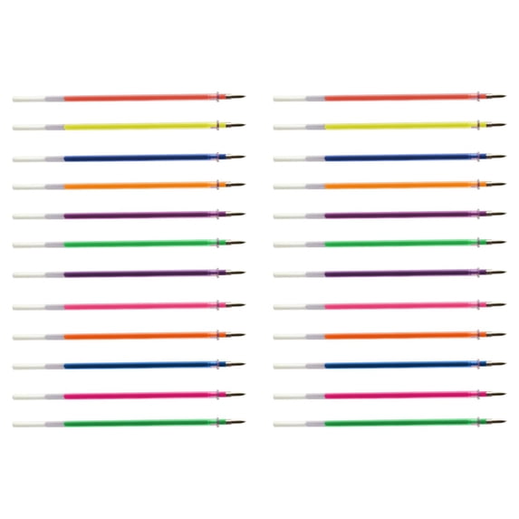 24-Color Metallic Gel Pen Refills, 0.8mm Medium Point, Sparkling Ink Effect for Art Projects & Journaling