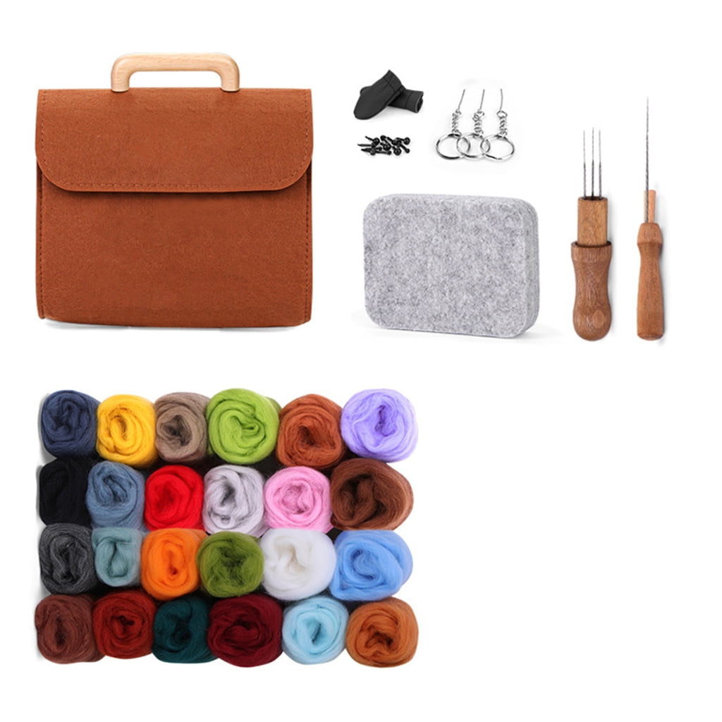 24 Color Needle Felting Set with Felting Needle Instruction and Wool RovingAn1ma1Needle Felting Set with Instruction Wool Roving Needle for Beginner